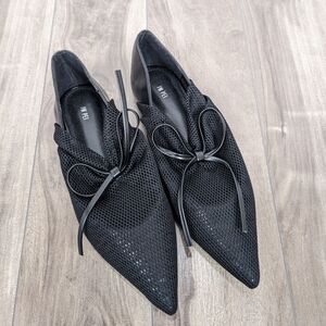 JW PEI Reilly Fishnet Bow Ballerina Flats Size 6 New